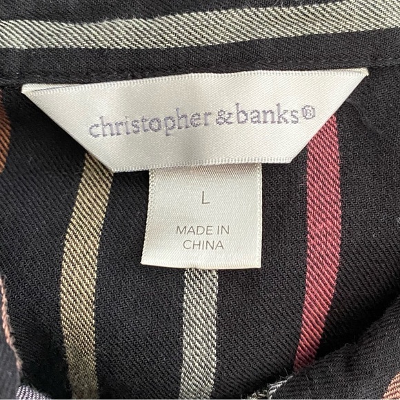 Christopher & Banks Multicolor Vertical Striped Button Up Shirt - Picture 5 of 7